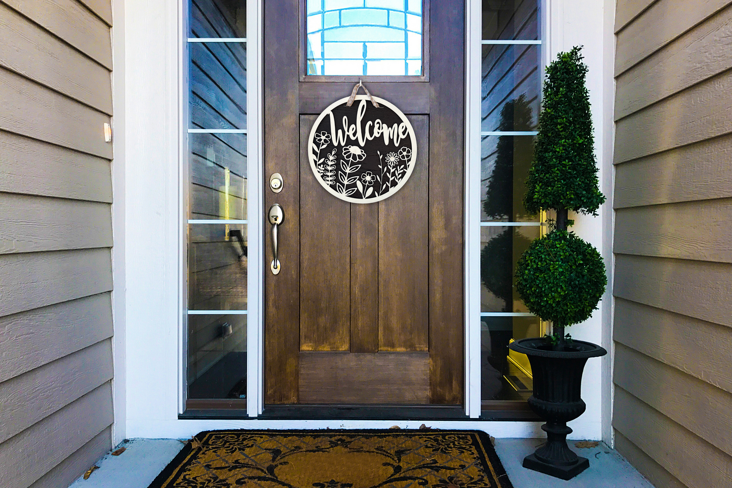 16" Welcome Flowers Door Hanger