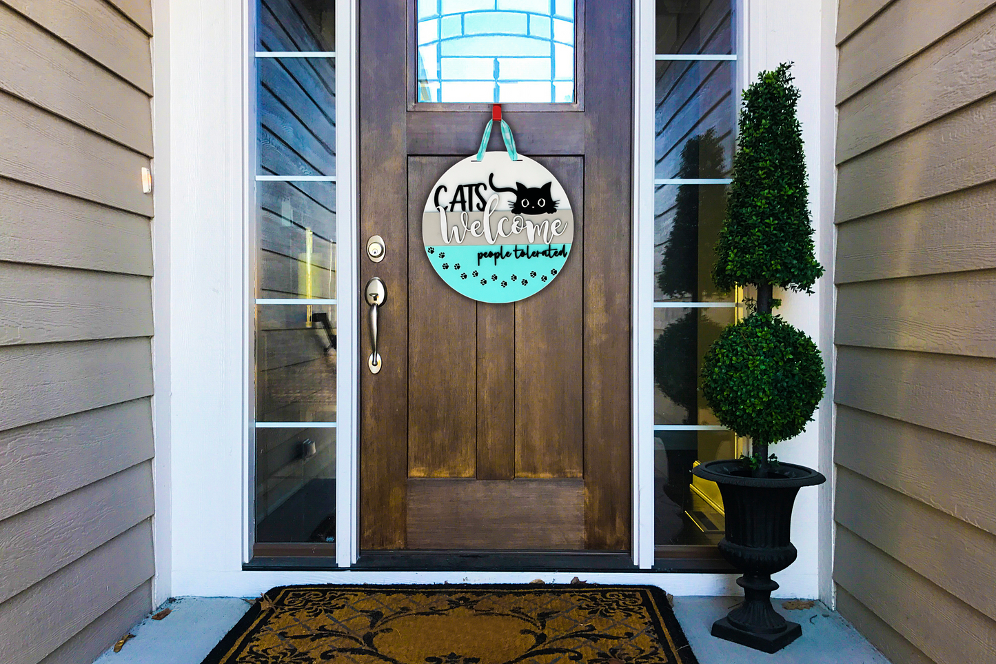 16" Cats Welcome People Tolerated Door Hanger