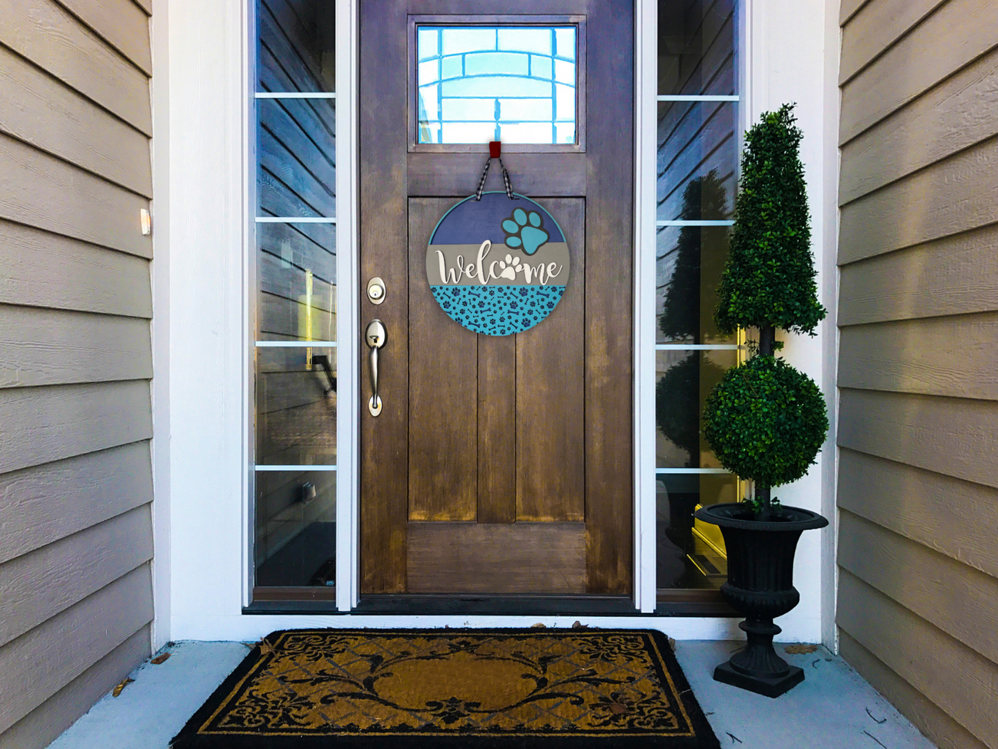 16" Welcome Dog Paw Door Hanger