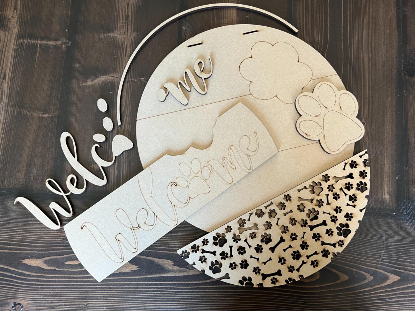 16" Welcome Dog Paw Door Hanger
