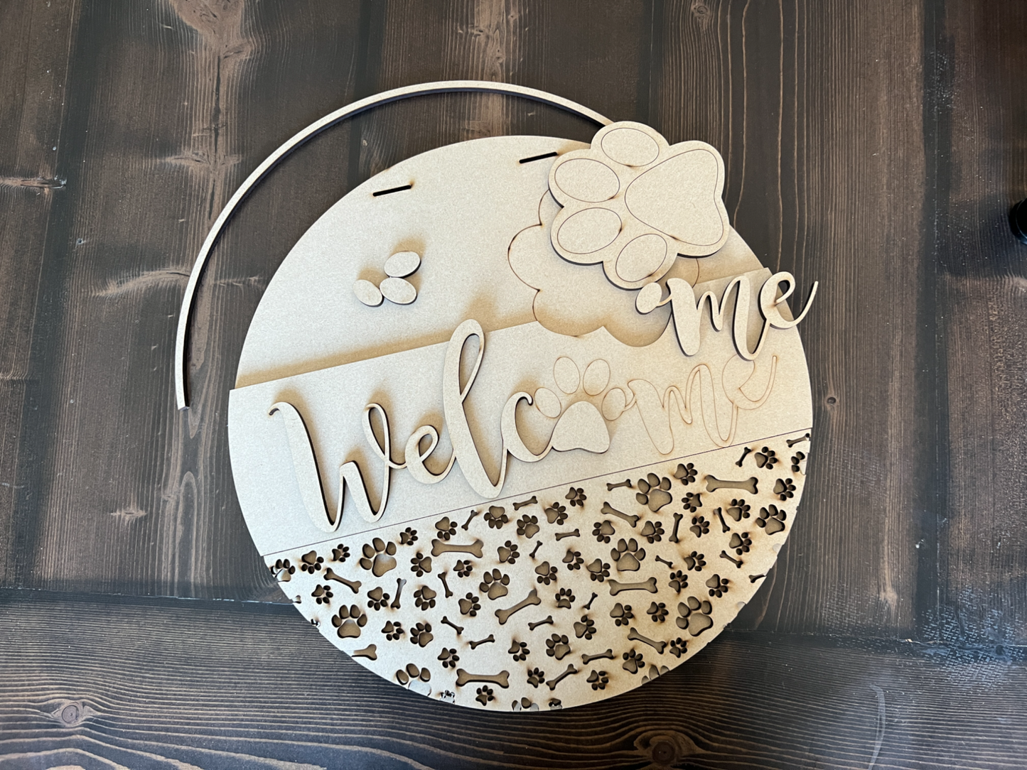 16" Welcome Dog Paw Door Hanger