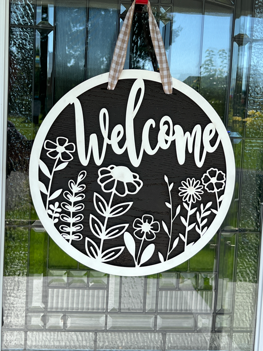16" Welcome Flowers Door Hanger