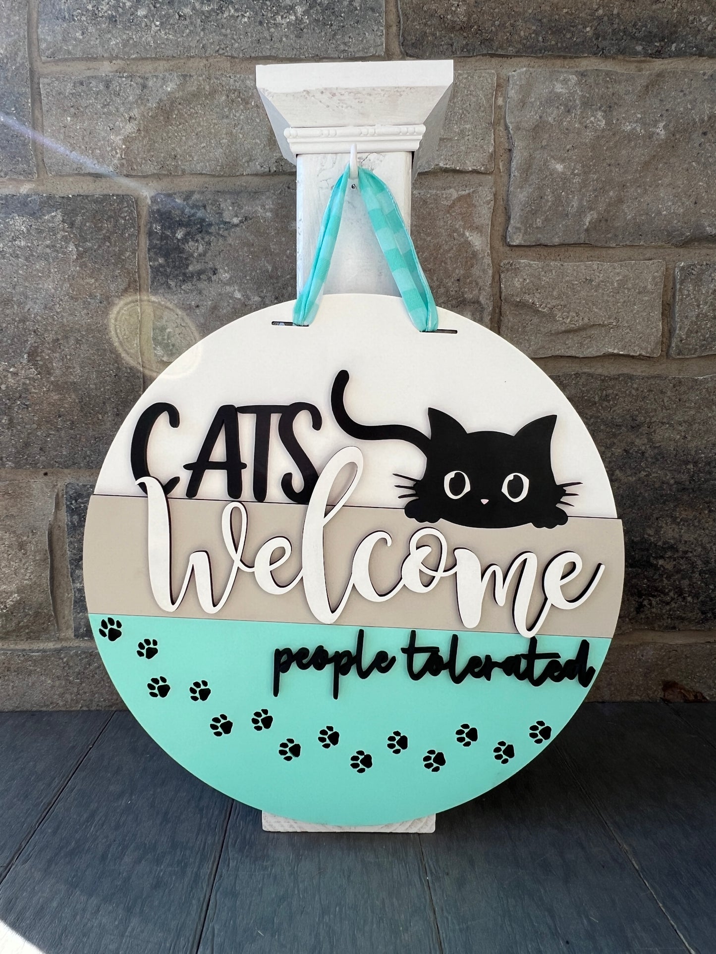 16" Cats Welcome People Tolerated Door Hanger