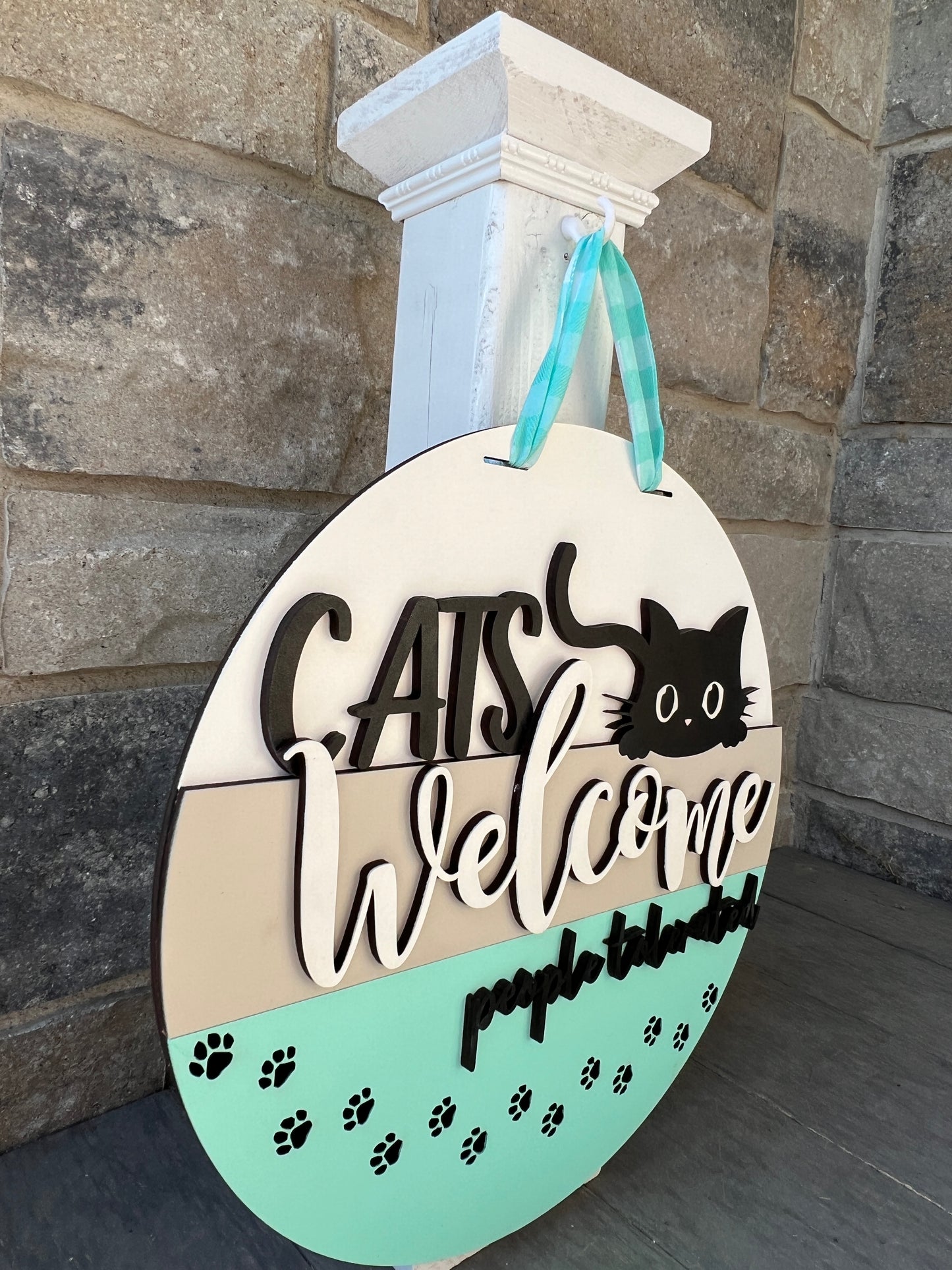 16" Cats Welcome People Tolerated Door Hanger