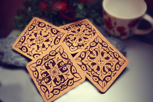 Vintage Ornamental Cork Coasters