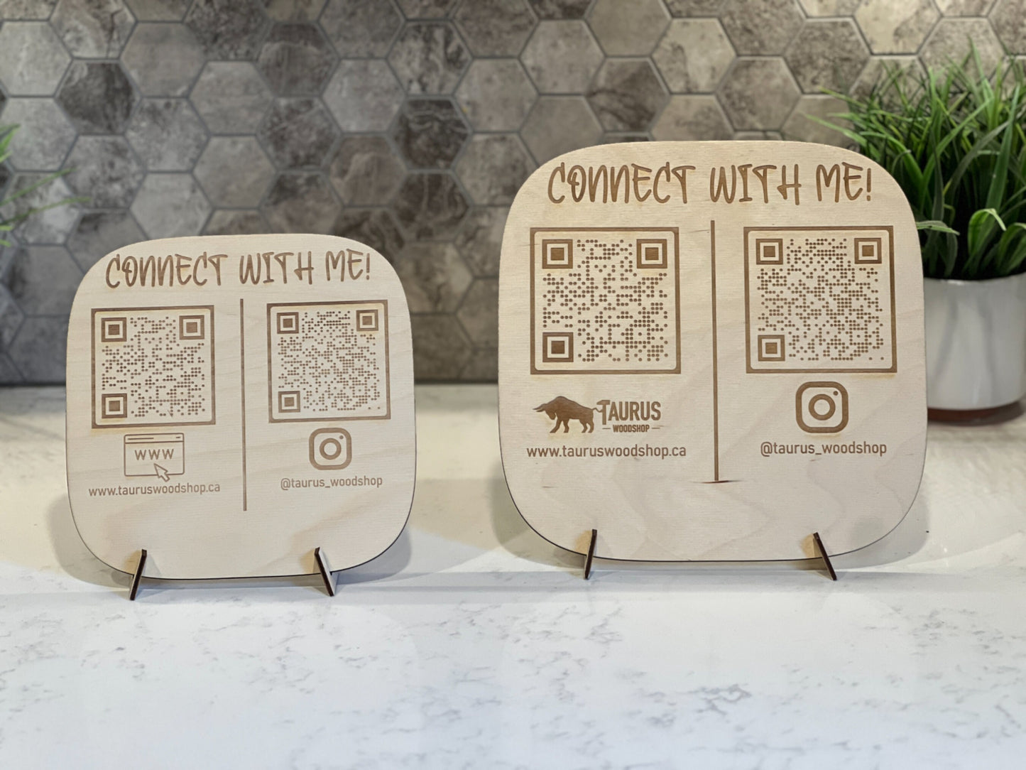 Double QR Code Business Social Media Sign