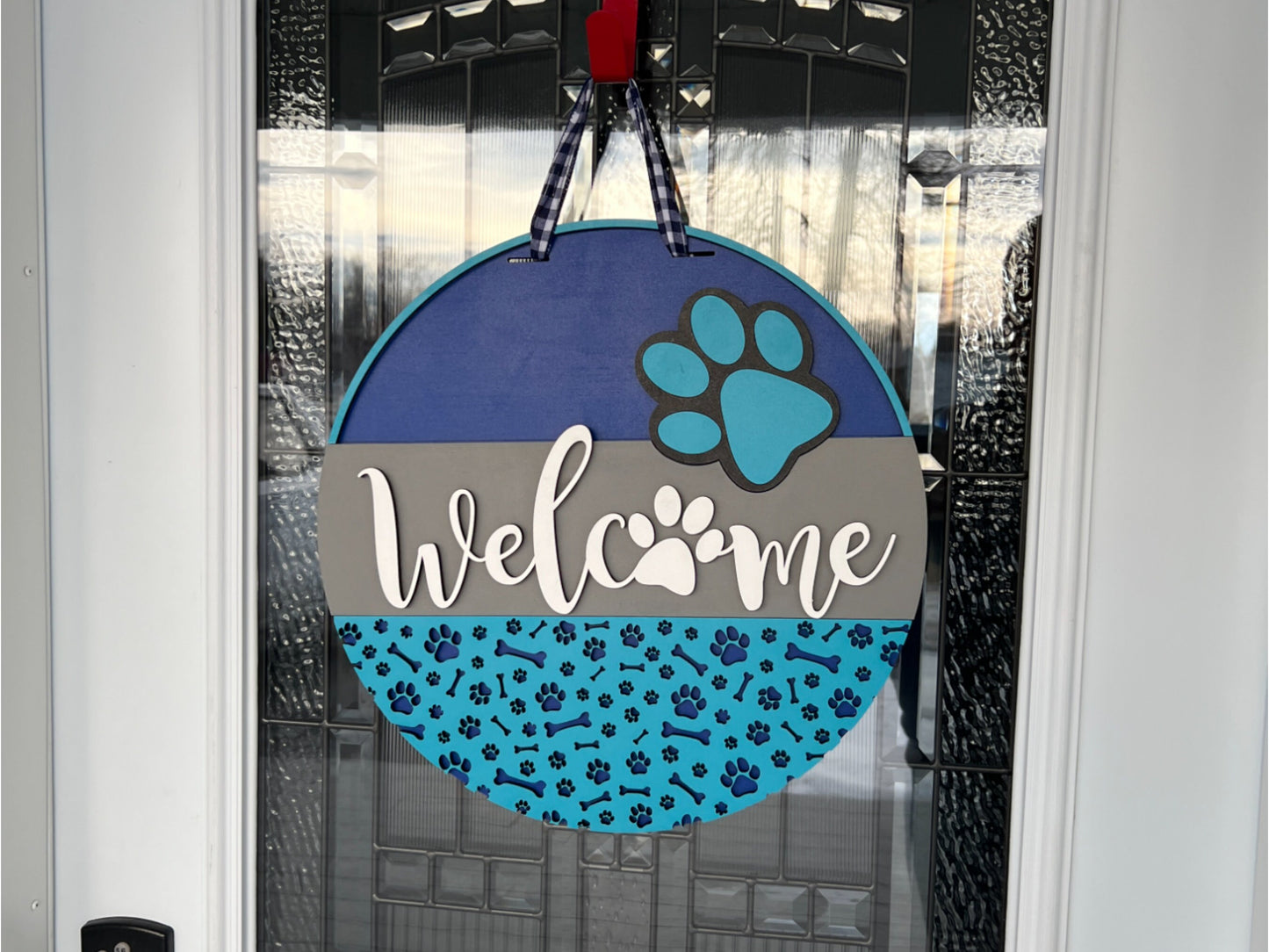 16" Welcome Dog Paw Door Hanger
